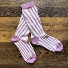 Load image into Gallery viewer, Ladies Alpaca Stripey Socks: Forest Green Stripe / US Size 6-5 - 9.5 / UK 4-7 / EU 37-40