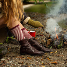 Load image into Gallery viewer, Ladies Alpaca Stripey Socks: Forest Green Stripe / US Size 6-5 - 9.5 / UK 4-7 / EU 37-40