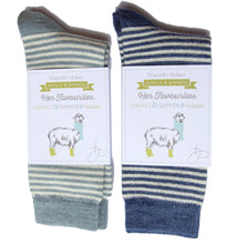 Load image into Gallery viewer, Ladies Alpaca Stripey Socks: Forest Green Stripe / US Size 6-5 - 9.5 / UK 4-7 / EU 37-40