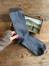 Load image into Gallery viewer, Men’s Alpaca Stripe Socks - Charcoal