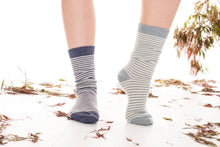Load image into Gallery viewer, Ladies Alpaca Stripey Socks: Forest Green Stripe / US Size 6-5 - 9.5 / UK 4-7 / EU 37-40