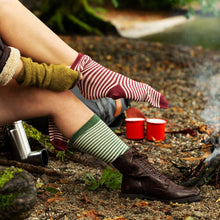 Load image into Gallery viewer, Ladies Alpaca Stripey Socks: Forest Green Stripe / US Size 6-5 - 9.5 / UK 4-7 / EU 37-40