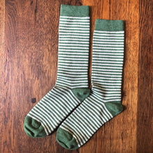 Load image into Gallery viewer, Ladies Alpaca Stripey Socks: Forest Green Stripe / US Size 6-5 - 9.5 / UK 4-7 / EU 37-40