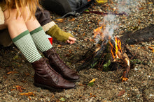 Load image into Gallery viewer, Ladies Alpaca Stripey Socks: Forest Green Stripe / US Size 6-5 - 9.5 / UK 4-7 / EU 37-40