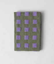 Load image into Gallery viewer, Squares Woven Terry Tea Towel – Olive/Lilac