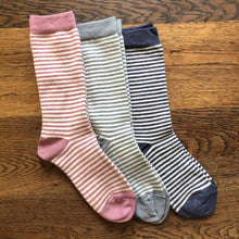 Load image into Gallery viewer, Ladies Alpaca Stripey Socks: Forest Green Stripe / US Size 6-5 - 9.5 / UK 4-7 / EU 37-40