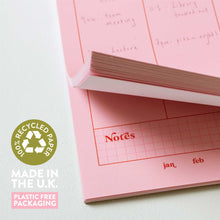 Load image into Gallery viewer, A4 Weekly Planner Pad | Pink & Red