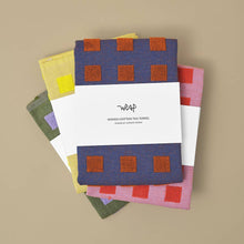 Load image into Gallery viewer, Squares Woven Terry Tea Towel – Lilac/Warm Red