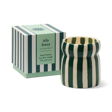 Load image into Gallery viewer, Cabana 6.5oz/184g Teal Striped Ceramic Candle - Isla Fresa