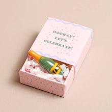 Load image into Gallery viewer, Let's Celebrate Tiny Champagne Ceramic Token In A Matchbox