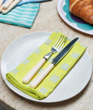 Load image into Gallery viewer, 'Squares Yellow/Soft Aqua' Napkin Set
