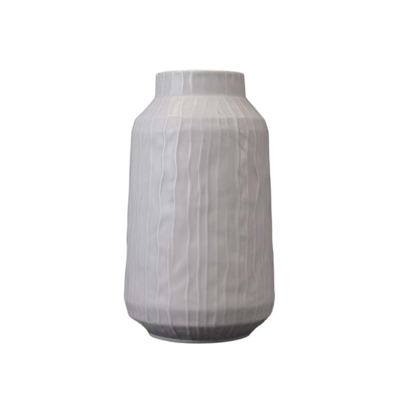 Large Glazed Pastel Grey Vase (19cm)