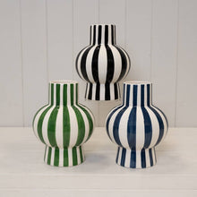 Load image into Gallery viewer, Painted Striped Ceramic Round Vase: Green
