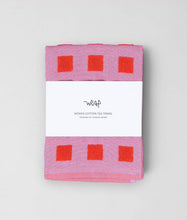 Load image into Gallery viewer, Squares Woven Terry Tea Towel – Lilac/Warm Red
