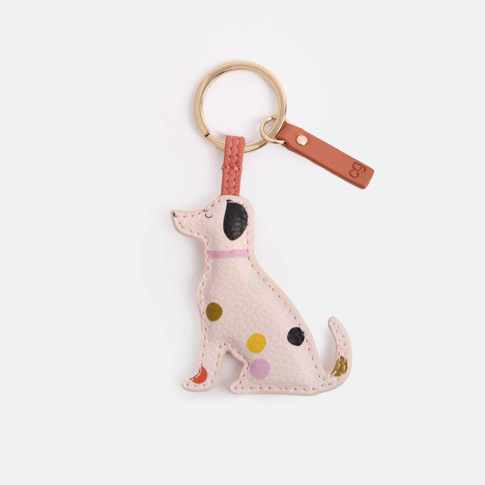 Pale Pink Dotty Lab Dog Keyring (Vegan)