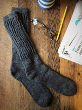 Load image into Gallery viewer, Alpaca Ribbed Socks Larger size: Charcoal grey / US 8-12 / UK 7-10 / EU 40-44
