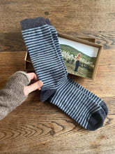 Load image into Gallery viewer, Men’s Alpaca Stripe Socks - Charcoal
