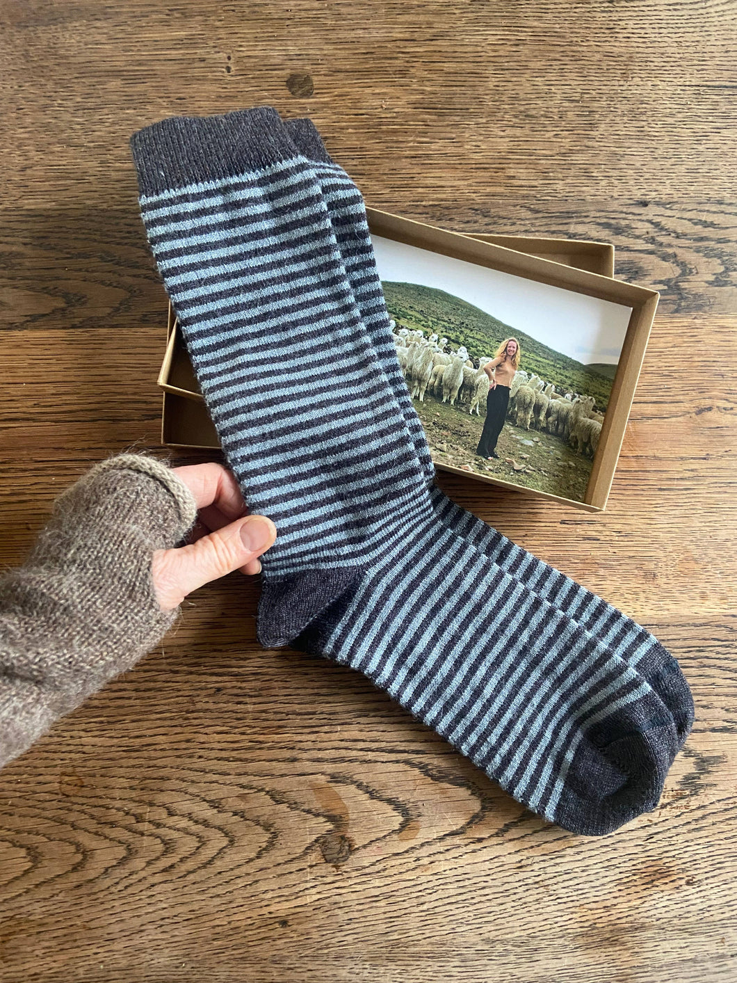 Men’s Alpaca Stripe Socks - Charcoal