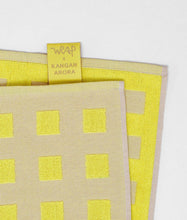 Load image into Gallery viewer, Squares Woven Terry Tea Towel – Oat/Yellow
