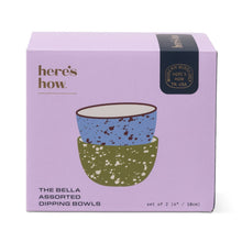 Load image into Gallery viewer, Here's How The Bella Dipping Bowls - Set of 2 - Blue &amp; Olive Splatter
