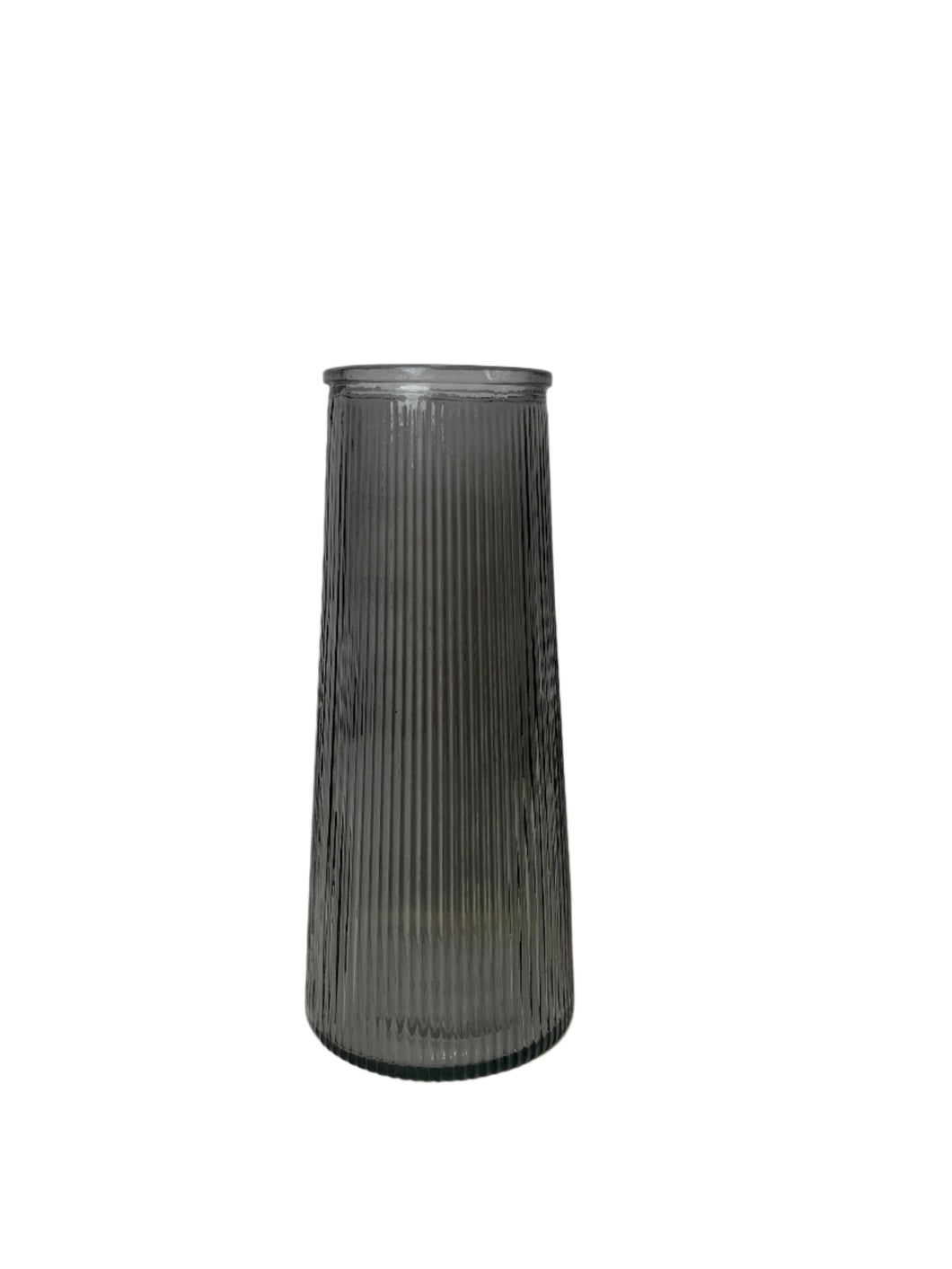 Smokey Grey Tall Ribbed Vase