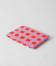Load image into Gallery viewer, Squares Woven Terry Tea Towel – Lilac/Warm Red
