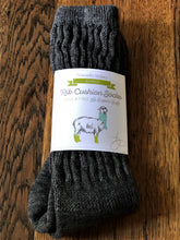 Load image into Gallery viewer, Alpaca Ribbed Socks Larger size: Charcoal grey / US 8-12 / UK 7-10 / EU 40-44
