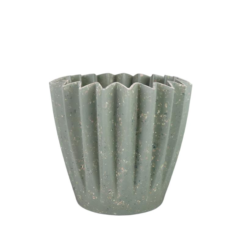 Forest Green Bamboo Corrugated Pot (19cm)