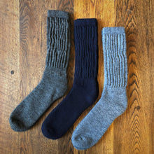 Load image into Gallery viewer, Alpaca Ribbed Socks Larger size: Charcoal grey / US 8-12 / UK 7-10 / EU 40-44
