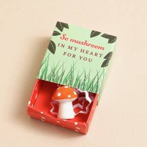 Tiny Matchbox Ceramic Token: Mushroom