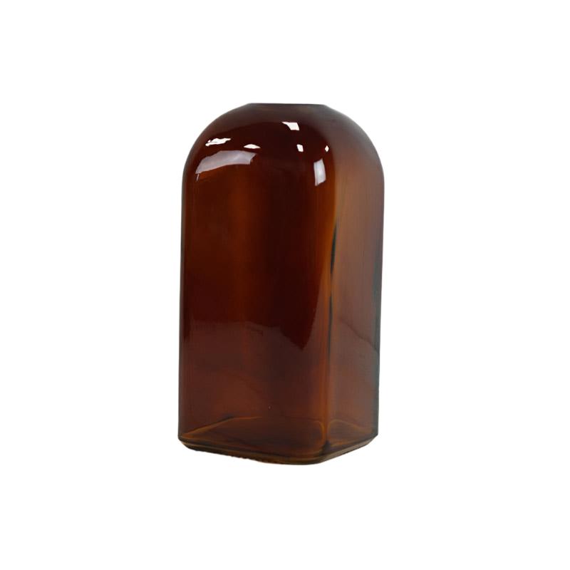 Burnt Amber Square Glass Vase (18cm)