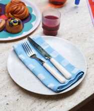 Load image into Gallery viewer, 'Squares Blue/Soft Aqua' Napkin Set
