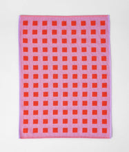 Load image into Gallery viewer, Squares Woven Terry Tea Towel – Lilac/Warm Red
