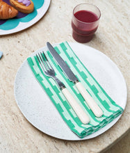 Load image into Gallery viewer, 'Stripes Turquoise/Natural' Napkin Set
