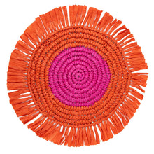 Load image into Gallery viewer, Pink &amp; Orange Paper Raffia Placemats for Table, Home Décor
