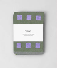 Load image into Gallery viewer, Squares Woven Terry Tea Towel – Olive/Lilac
