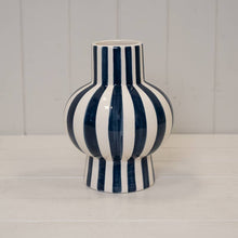Load image into Gallery viewer, Painted Striped Ceramic Round Vase: Green
