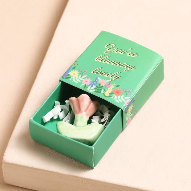 Tiny Matchbox Ceramic Token: Flower