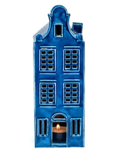 Load image into Gallery viewer, Blue Metal "Amsterdam" Canal House Tealight Holder
