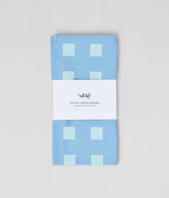 Load image into Gallery viewer, 'Squares Blue/Soft Aqua' Napkin Set
