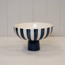 Load image into Gallery viewer, Painted Striped Ceramic Bowl: Blue
