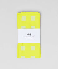 Load image into Gallery viewer, 'Squares Yellow/Soft Aqua' Napkin Set
