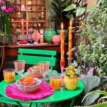 Load image into Gallery viewer, Pink &amp; Orange Paper Raffia Placemats for Table, Home Décor
