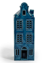 Load image into Gallery viewer, Blue Metal "Amsterdam" Canal House Tealight Holder
