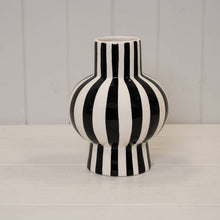 Load image into Gallery viewer, Painted Striped Ceramic Round Vase: Green
