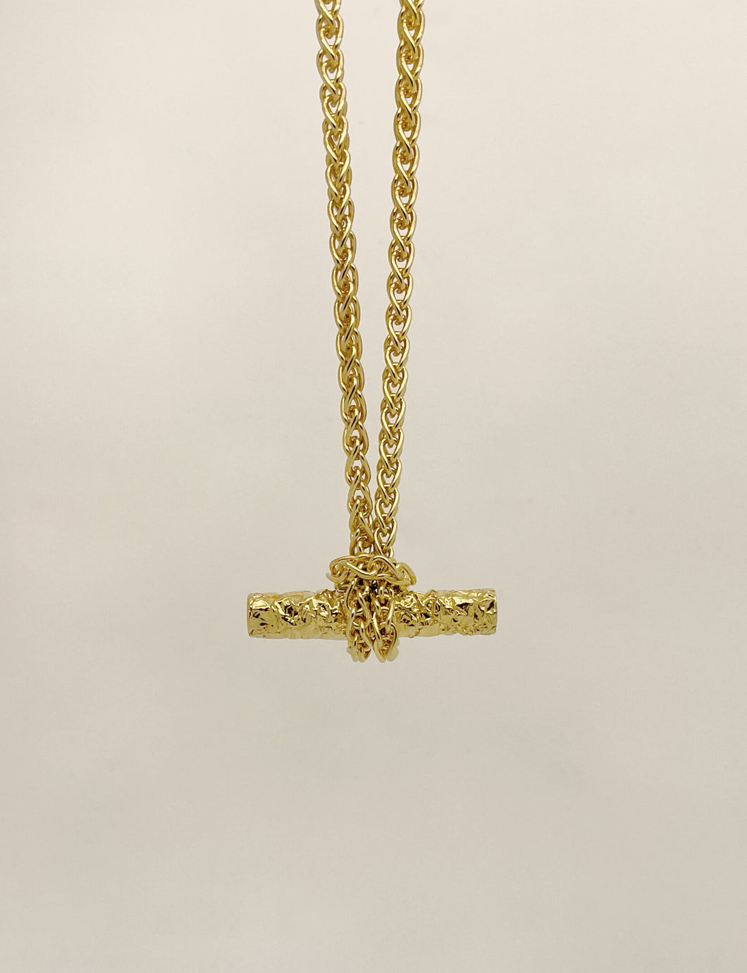 Knotted T Bar 18 Carat Gold Plated Sterling Silver Necklace