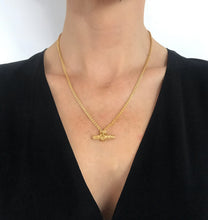 Load image into Gallery viewer, Knotted T Bar 18 Carat Gold Plated Sterling Silver Necklace
