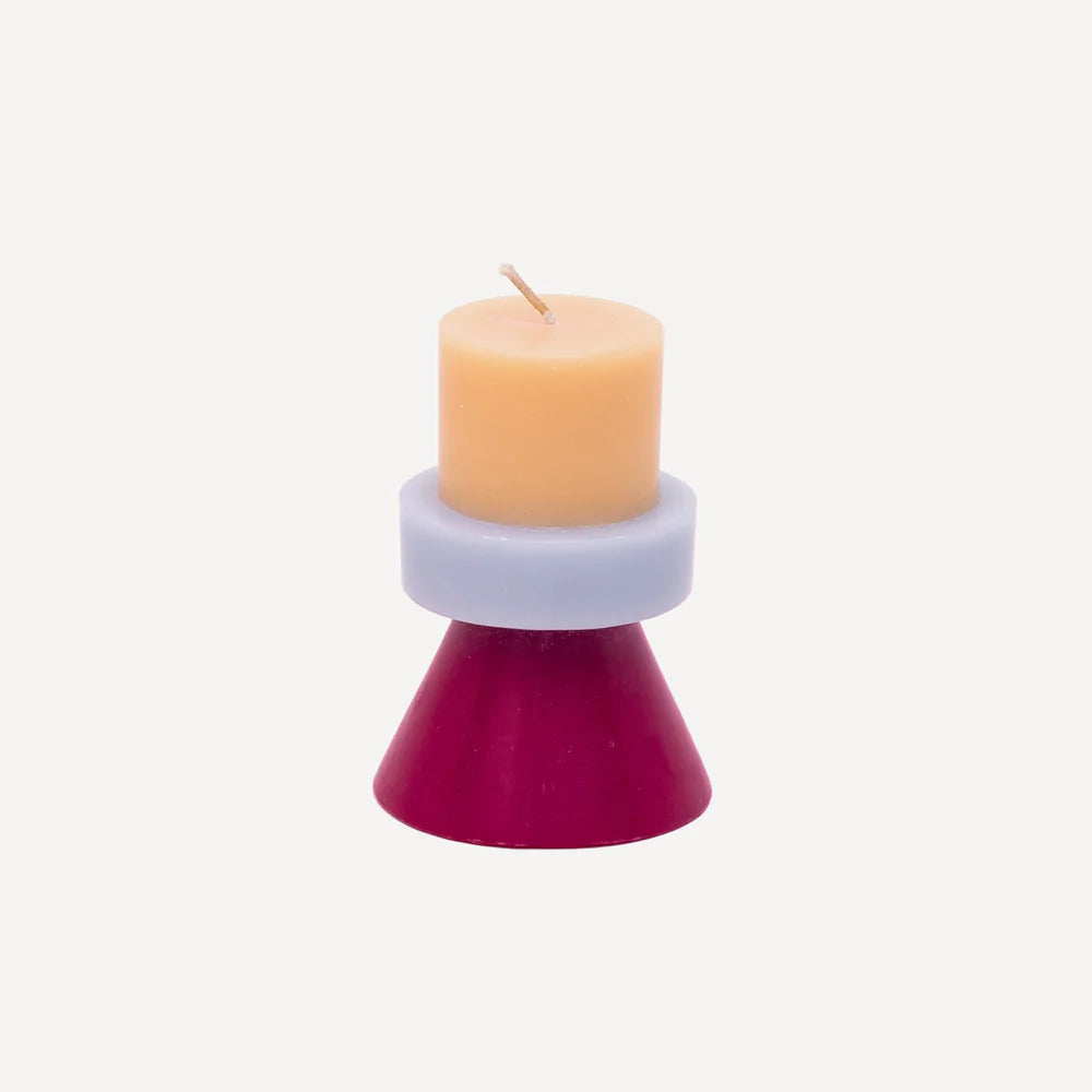 Small Stack Candle Peach, Lilac, Ruby